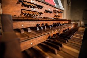 wooden organ keyboard