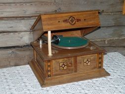 retro wood Gramophone
