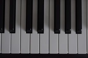 top view of black and white piano keys