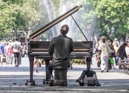 pianist performance at Washington Square Park in New York