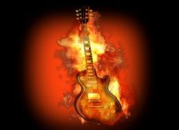 wallpaper with burning guitar