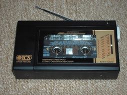 Black retro tape recorder