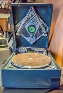 Playing antique music record