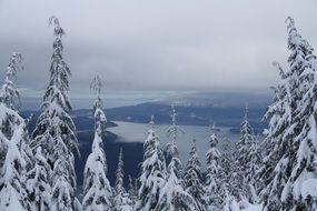 Howe Sound at Snowy winter, canada, Vancouver