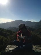 guitarist at mountain Landscape