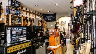 musical instrument store in the city center