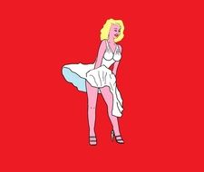 drawing of Marilyn Monroe on a red background