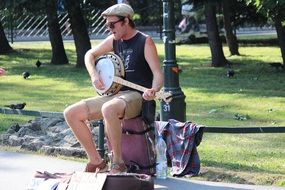 street musician with banjo