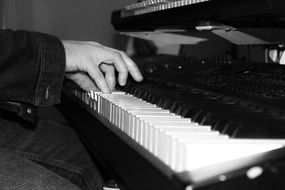 black and white photo of Music piano