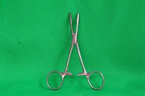 professional dental instrument on green tissue