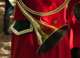 golden hunting horn as a musical instrument