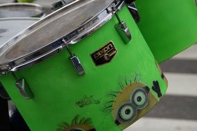 minions on green drums close up