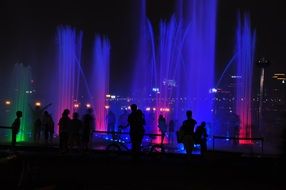 view of musical fountains in seoul at night