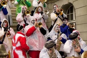 carnival with musical instruments in the rain