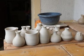 clay vases in the workshop