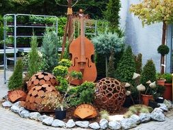 musical instrument decoration in the garden