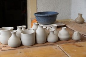 many earthenware vases in the workshop