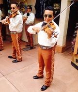 Man is playing on the violin