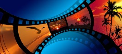 film with sunset landscape