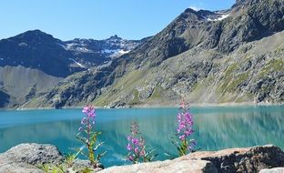 picturesque lake among the mountains in kÃ¼htai in austria