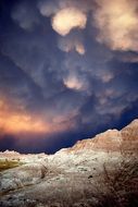 Storm Clouds over the hills in badlands national park