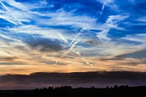 panorama of beautiful sunset over picturesque nature