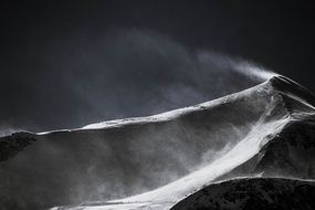 Black and white landscape of snow mountain