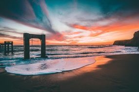orange sunset over the ocean