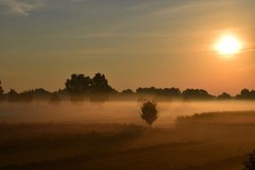 panoramic view of morning haze