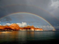 rainbow over powell lake