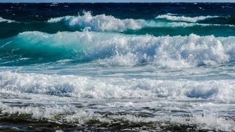 turquoise smashing waves