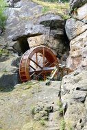 landscape of historically wooden wheel in nature