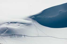 Aerial Landscape view of snow covered mountain in winter