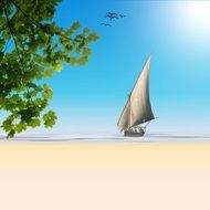Sailing Boat, landscape as a drawing