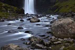 Gufufoss Waterfall mountain river view