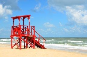 empty life booth on the beach