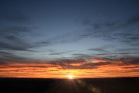 orange Sunset Dark Twilight Evening Sky