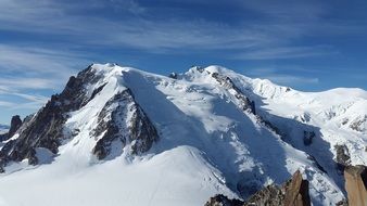 sunny day over the peak of mont blanc