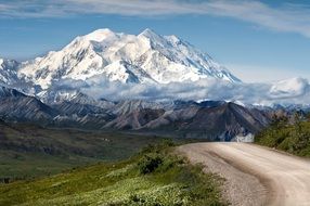 Landscape of white snow on a mountains