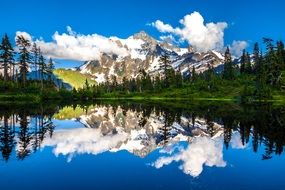 Picture Lake with clouds Reflection
