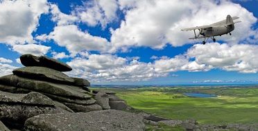 small plane over the rock