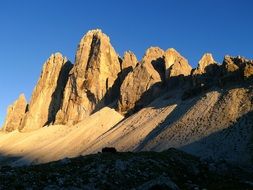 Tree Zinnen mountains in South Tyrol
