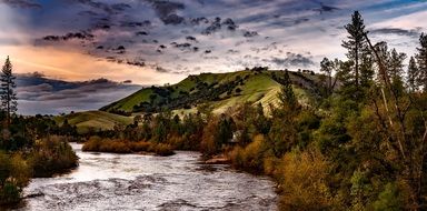 idyllic river landscape in California, United States