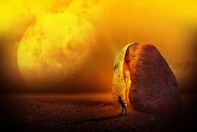 big moon on yellow sky