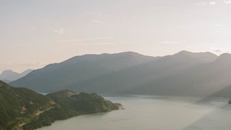 Landscape of forest on a mountains at the sunlight