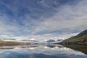 scenic landscape of lake mcdonald and mountains