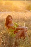 Girl Grass Sunset