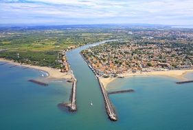 Landscape from the aircraft to the picturesque coast