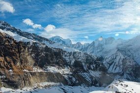 Snowy mountain canyon