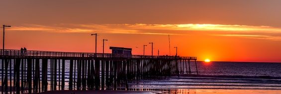 long Pier at sunset, usa, california, Pismo Beach